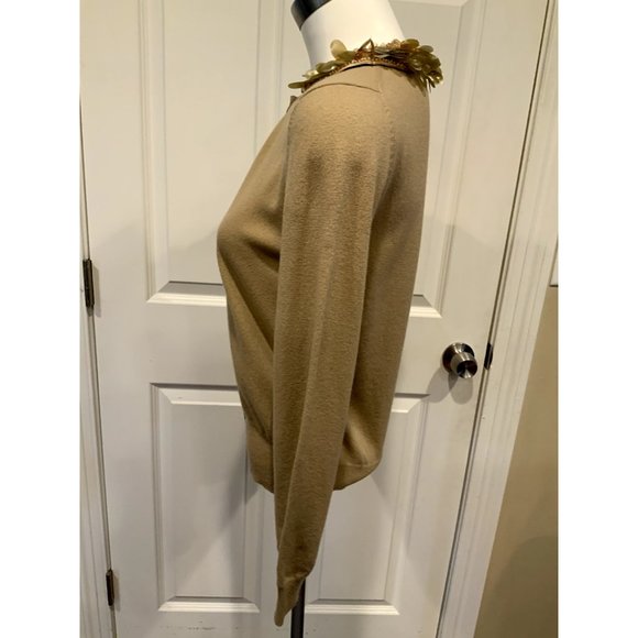 Marc Jacobs Tan Button-up Cardigan W/ Jewel Collar, Size Small - Picture 4 of 7